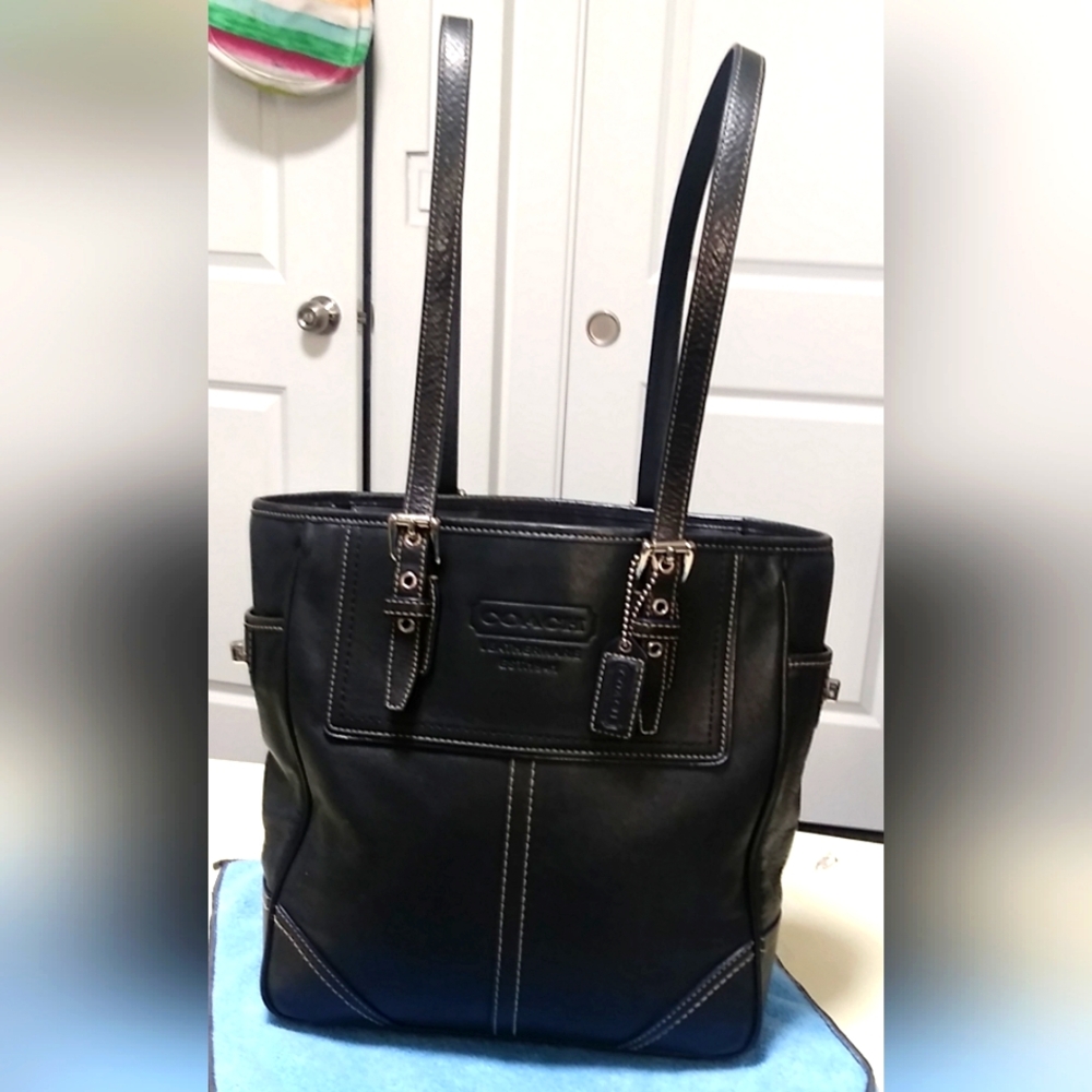 Vintage Coach Legacy Navy Blue Leather Bag